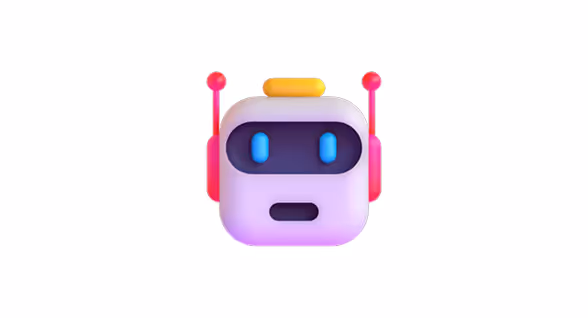 A modern robot head graphic - a slight twist on AI symbol.